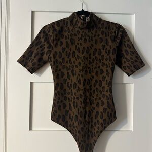 Lovers + Friends Brown and Black Leopard Bodysuit
